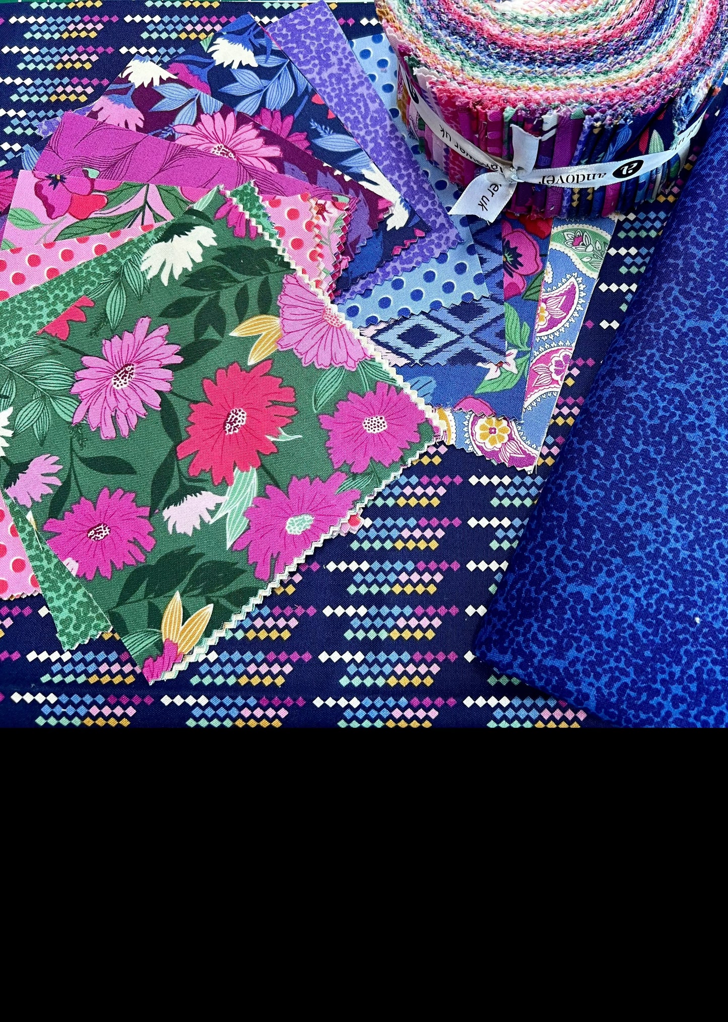Binding Tool Star Quilt Kit; Color Options: Blue/Grey Batiks; Tropical Batiks or Floral Cotton Prints; 77 x 77"