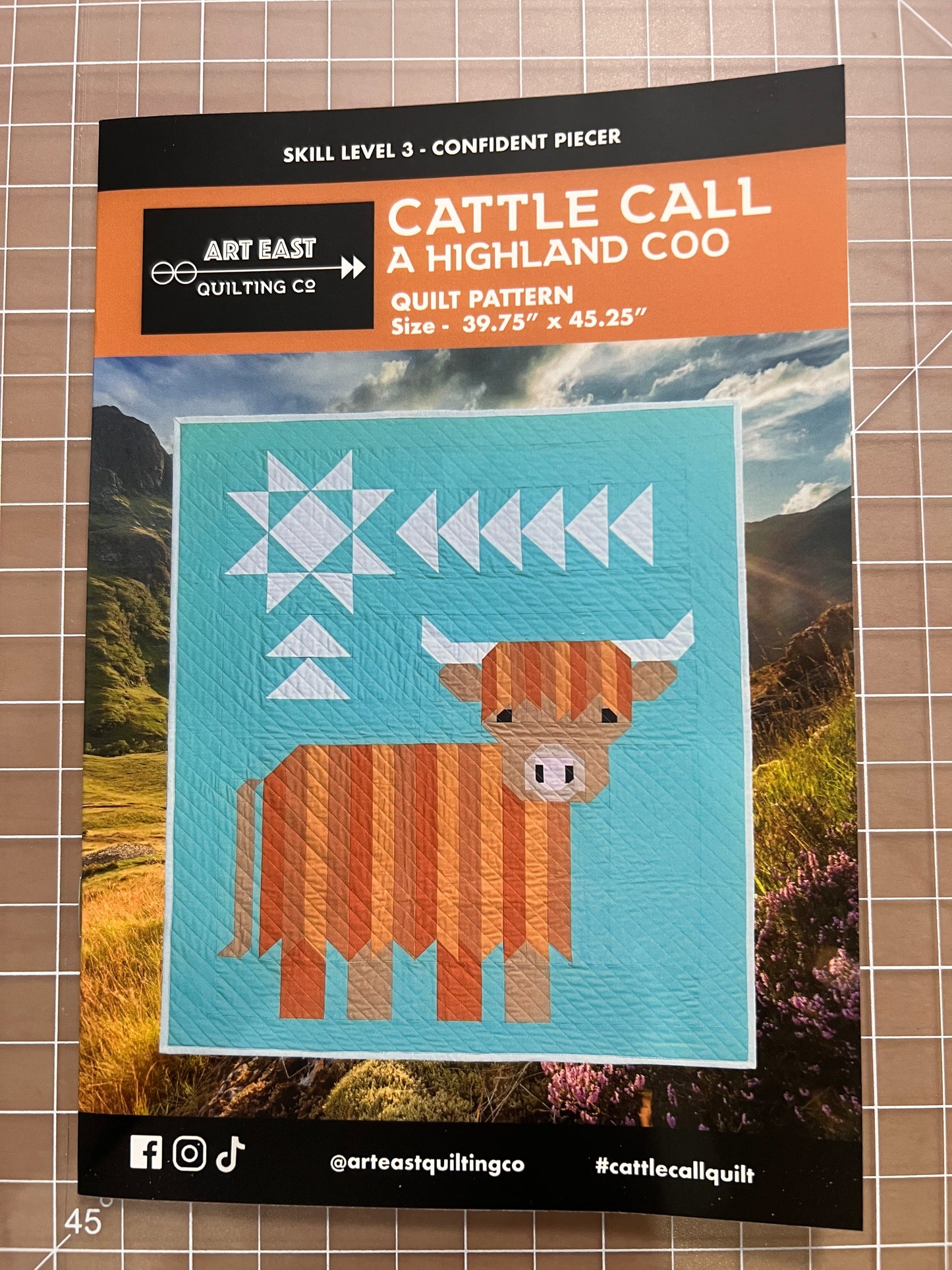 Cattle Call: A Highland Coo Quilt Kit (Customer selects background color)