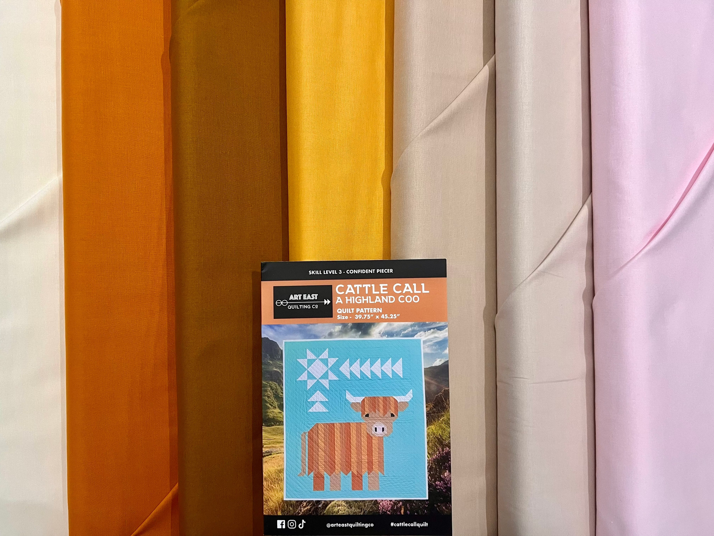 Cattle Call: A Highland Coo Quilt Kit (Customer selects background color)