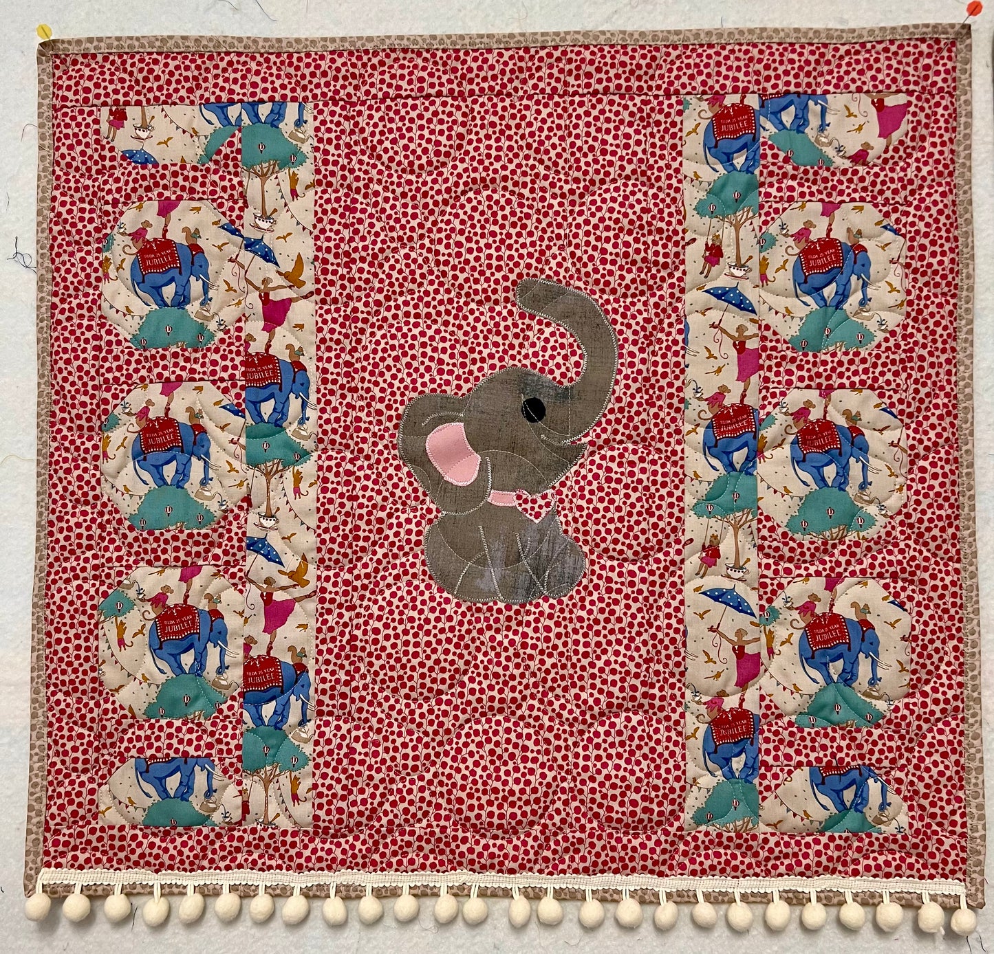 Elephant-Circus Handmade Quilted Wall Hanging: 24 1/2 x 23 1/2: Personalized