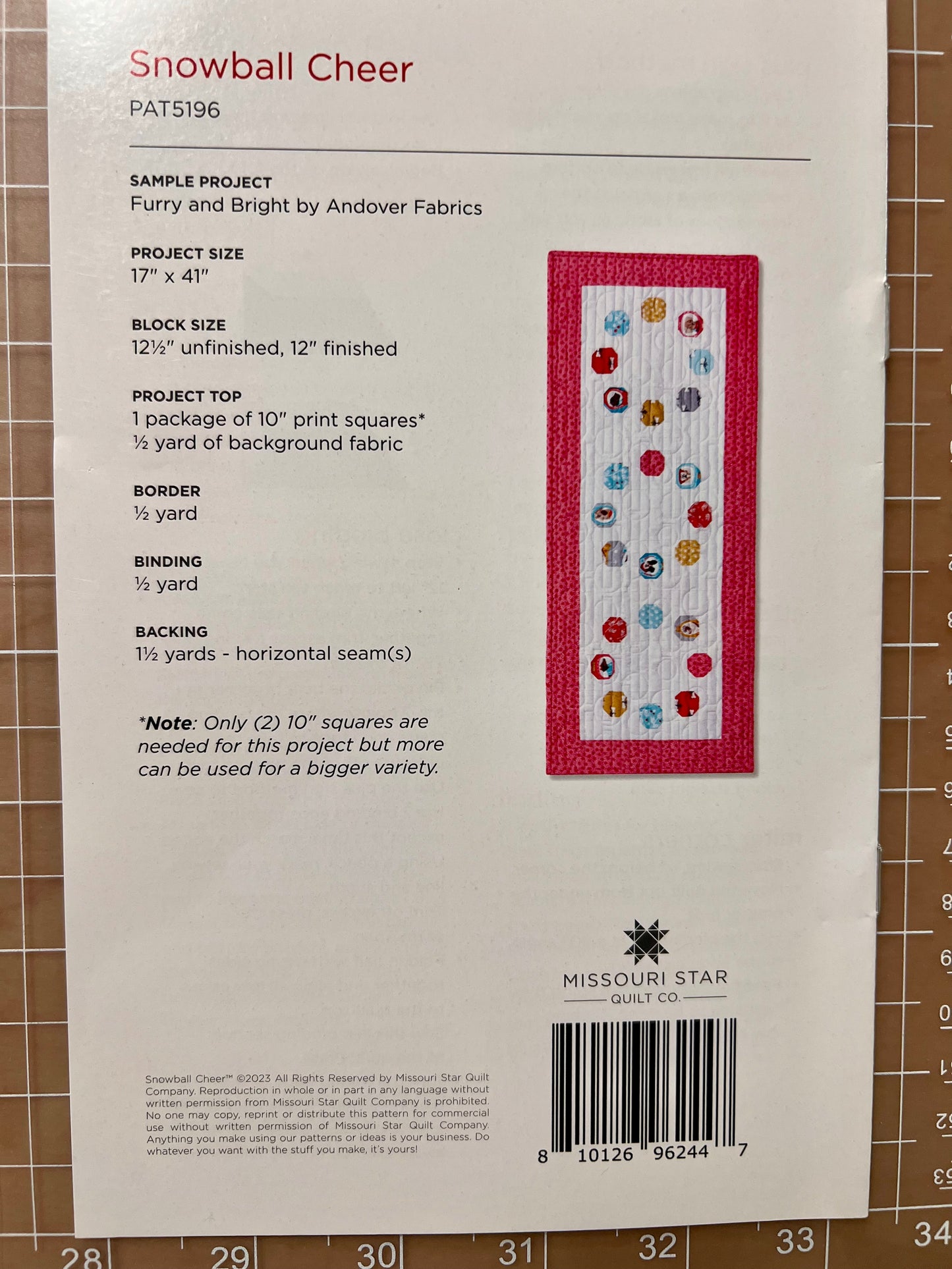Snowball Cheer Table Runner Pattern