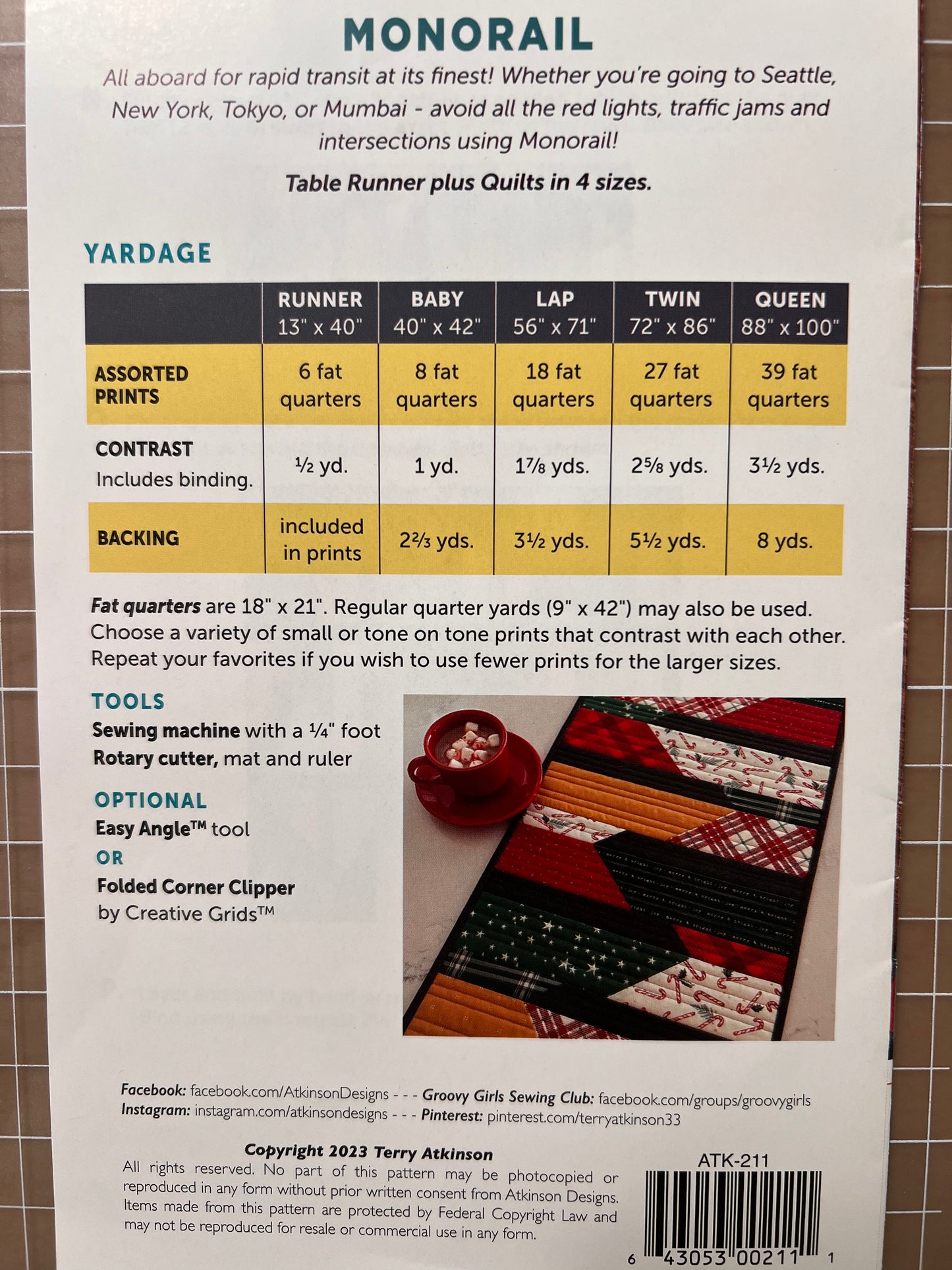 Monorail Table Runner Pattern
