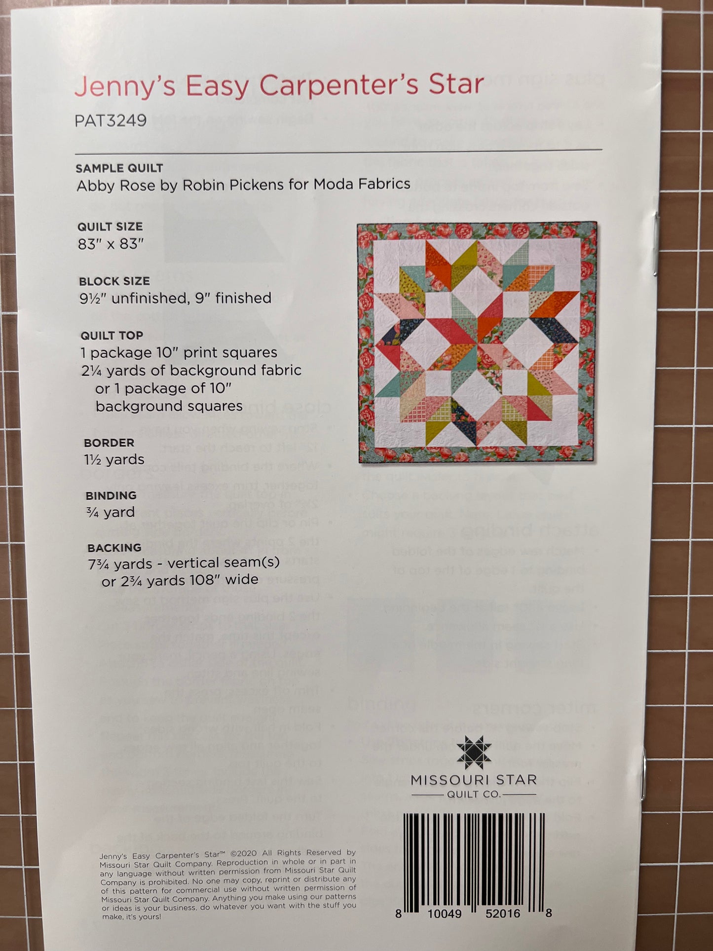 Jenny's Easy Carpenter Star Quilt Pattern
