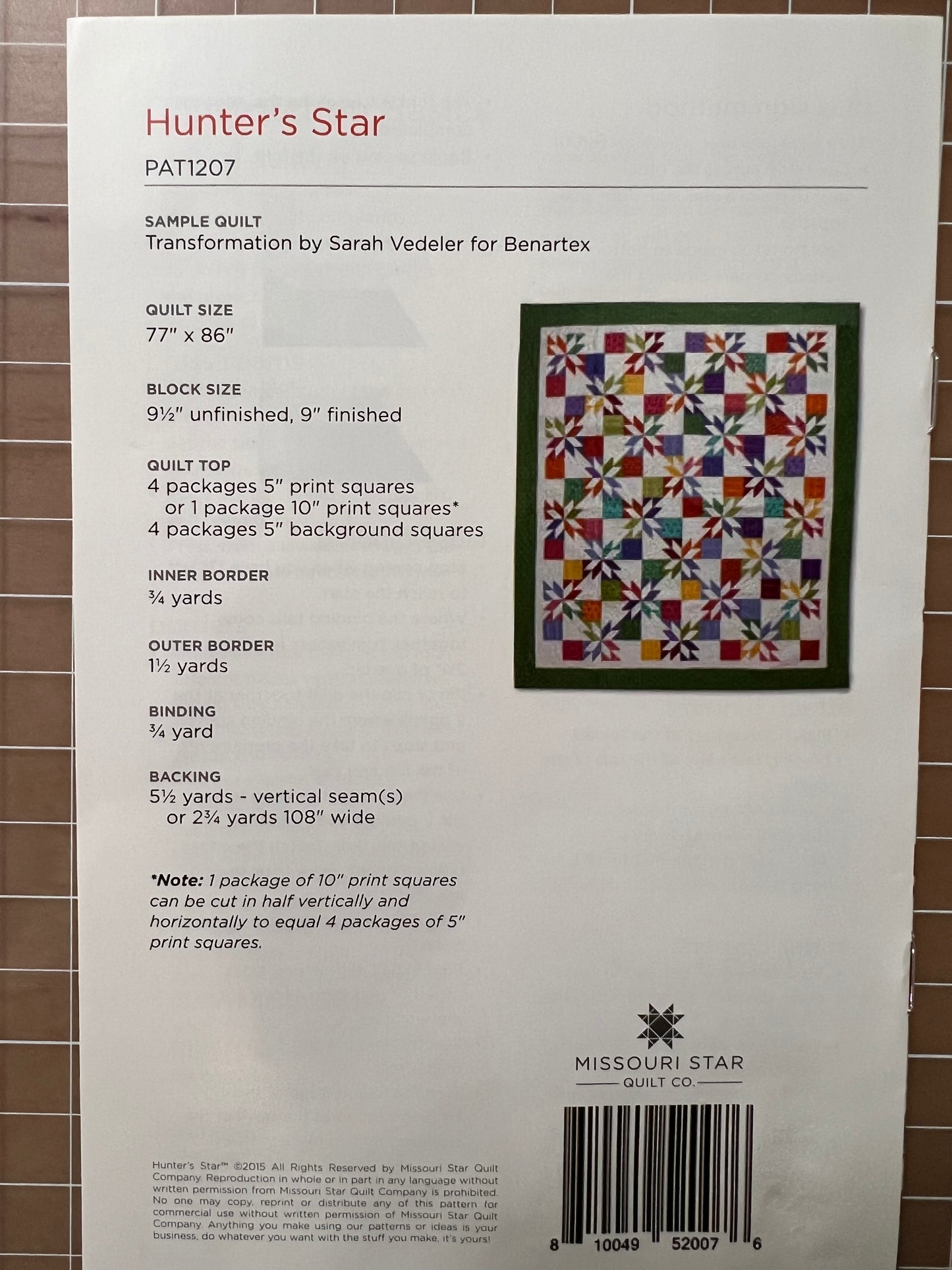 Hunter's Star Quilt Pattern