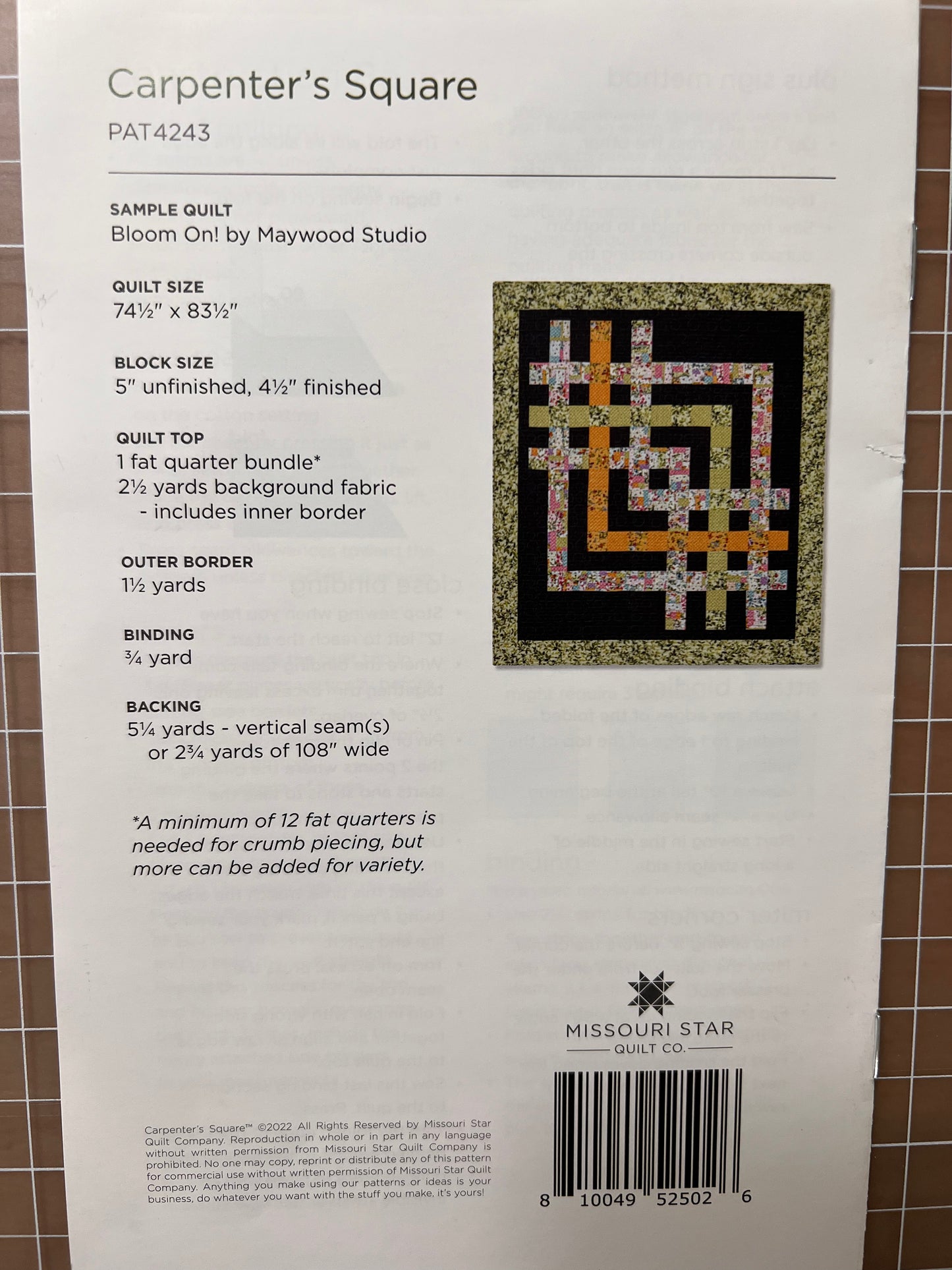 Carpenter's Square Quilt Pattern