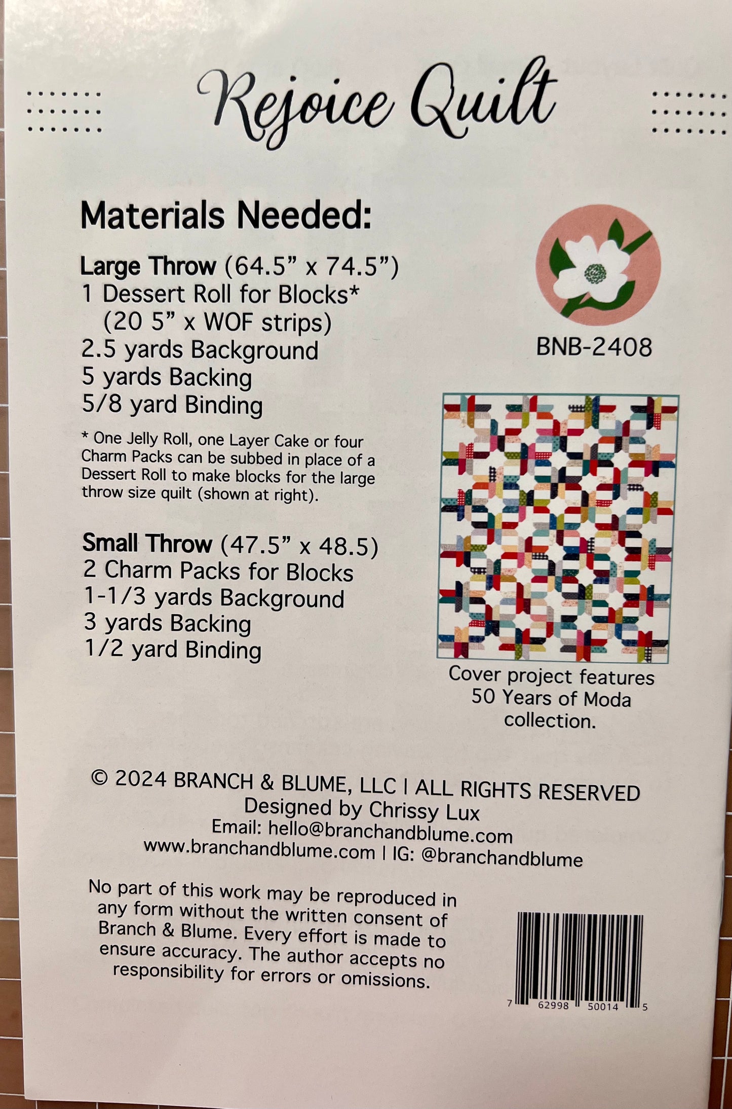 Rejoice Quilt Pattern