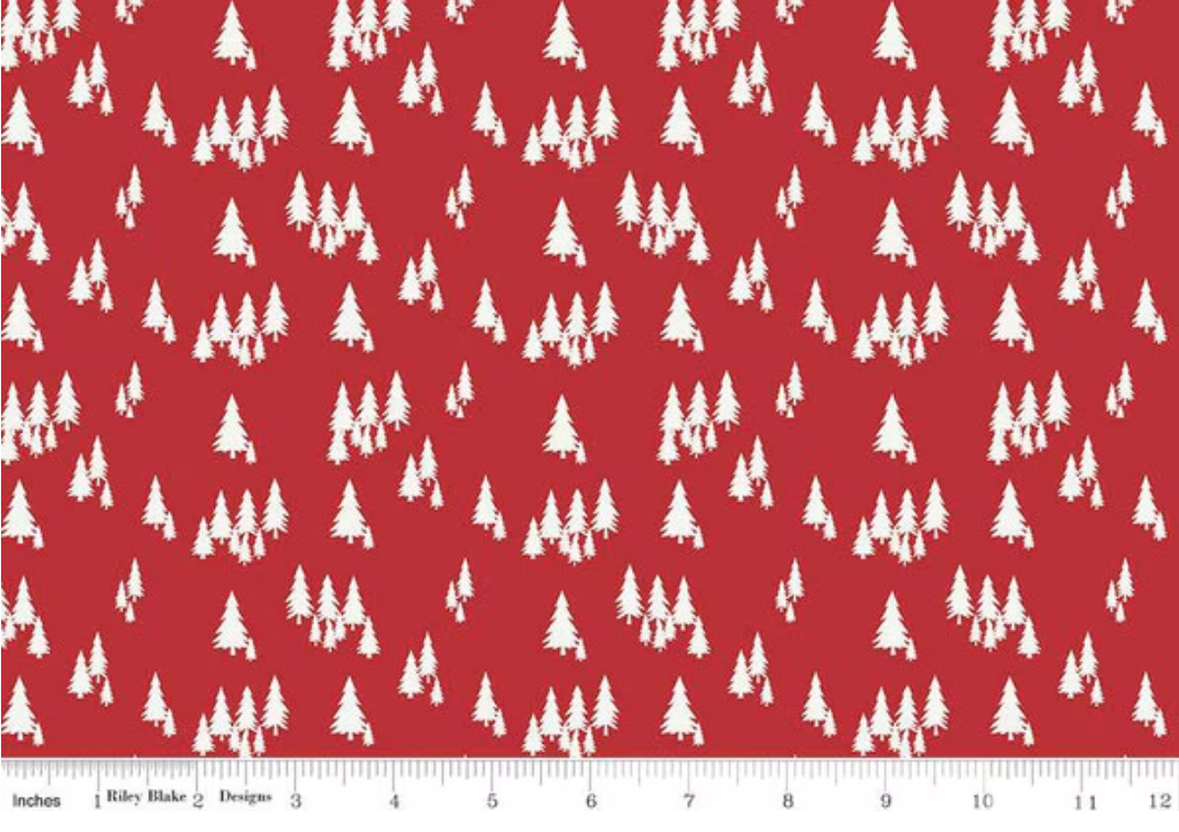 Riley Blake Fabric: Woodsman Tree Red C13763