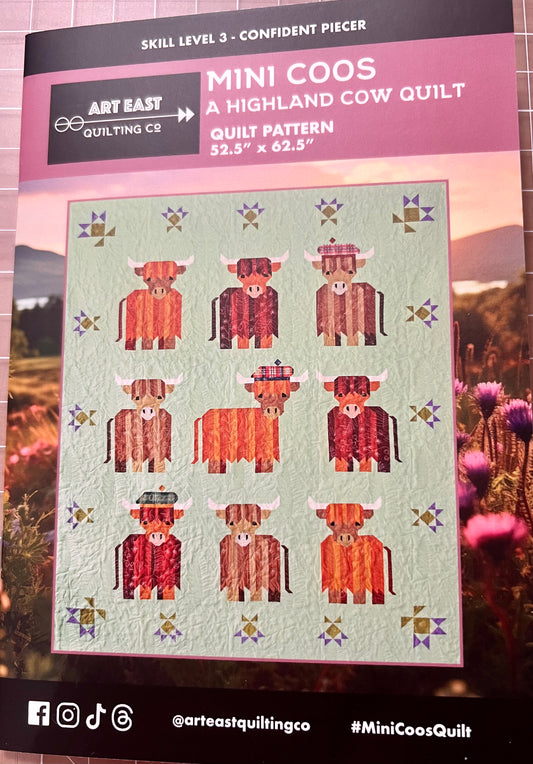 Mini Coos: A Highland Cow Quilt Pattern by Art East Quilting Co.