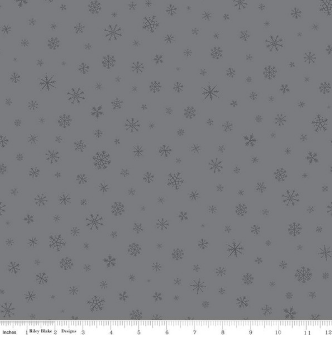 Riley Blake, Snow Leopard Snowflakes Gray, 100% Cotton Flannel Fabric