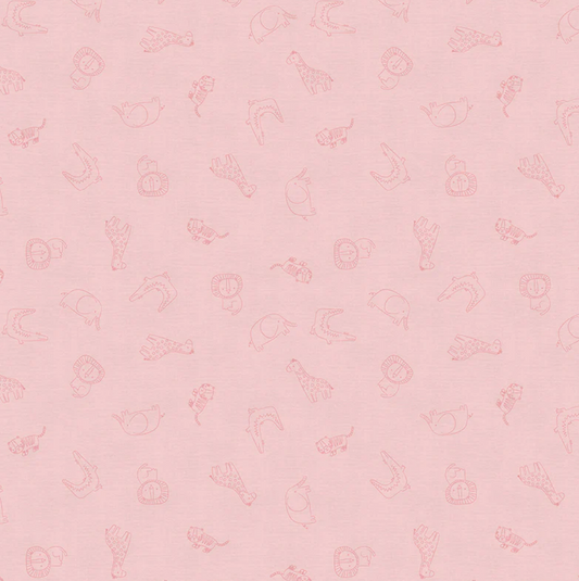 Paintbrush Studios- Animal Outline-Pink; Double Gauze; 50" wide