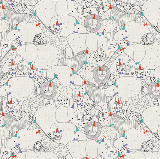 Paintbrush Studios Fabric- Animal Soiree/ White ; 44/45" wide