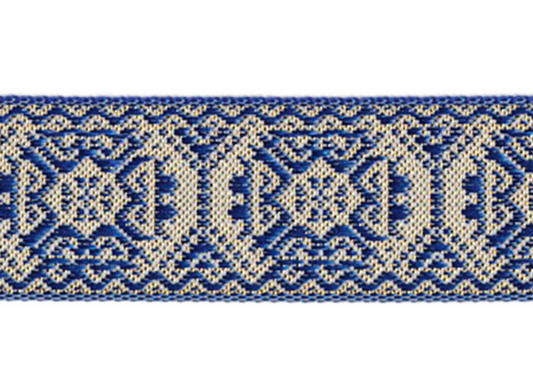 Jacquard Ribbon 1" Blue/Cream